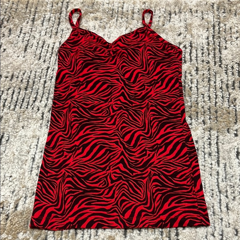 Red and Black Zebra Print Tank Top